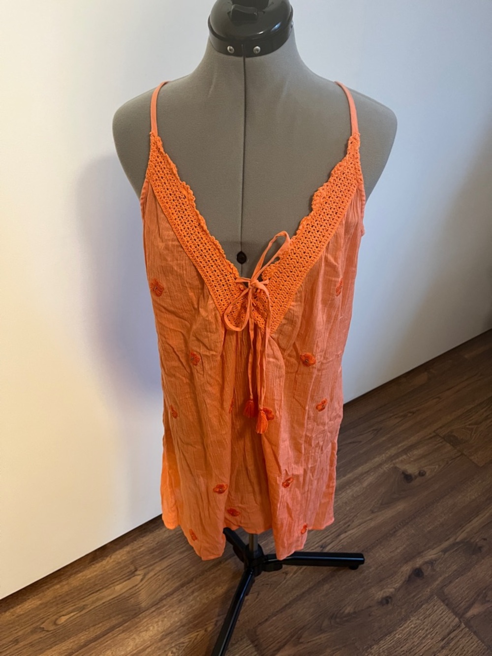 Letarte Coral-Orange Beach Tunic with Tag